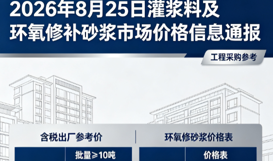 道滘镇2026年8月25日灌浆料及环氧修补砂浆市场价格信息通报